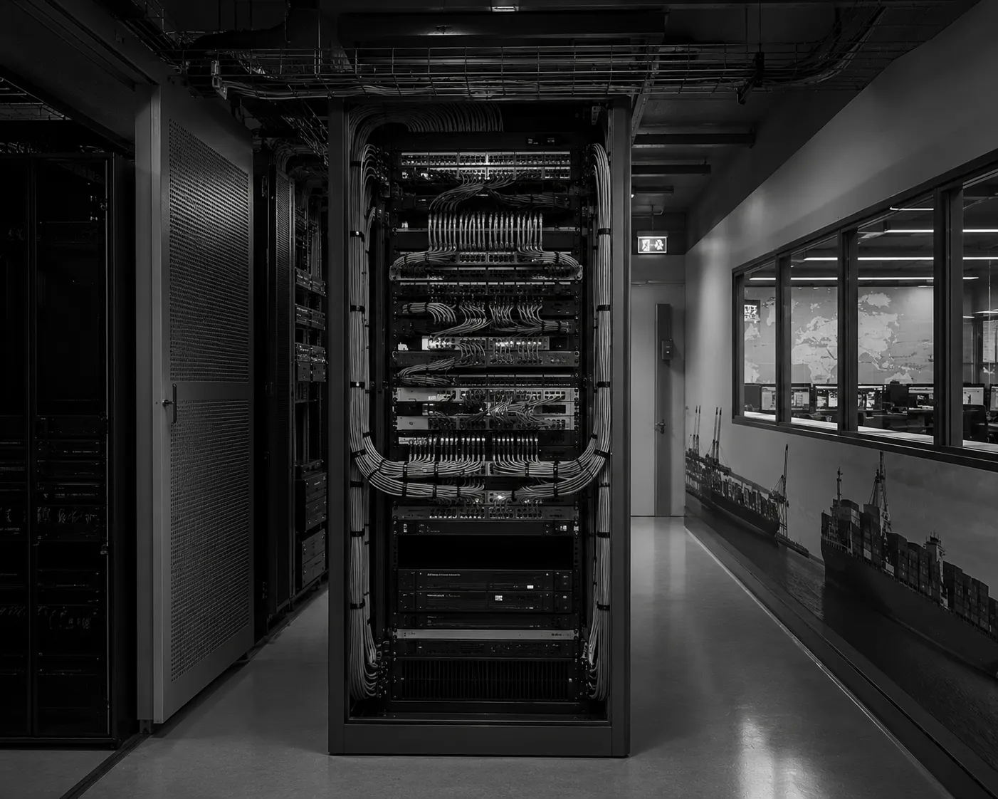 Salle technique, baie réseau et câblage structuré