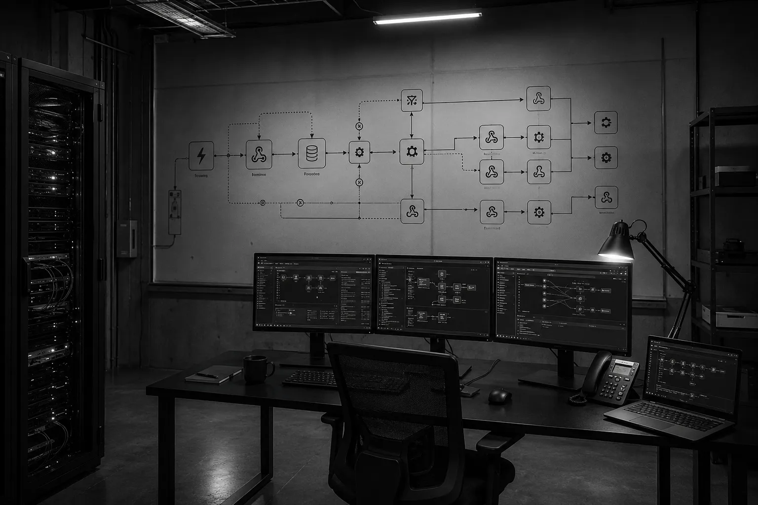 Salle technique, baie réseau et câblage structuré