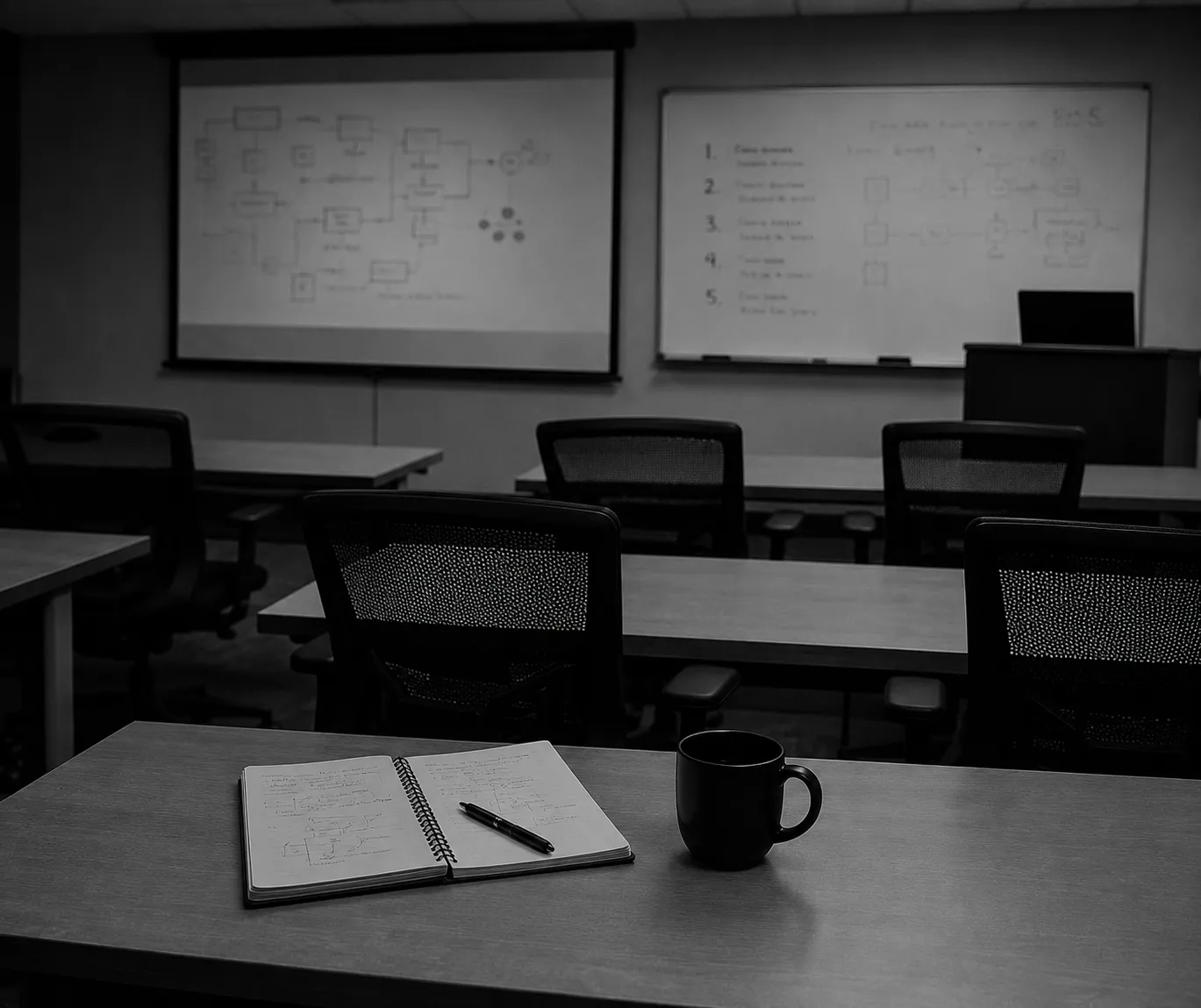 Session de cadrage, atelier et schéma au tableau